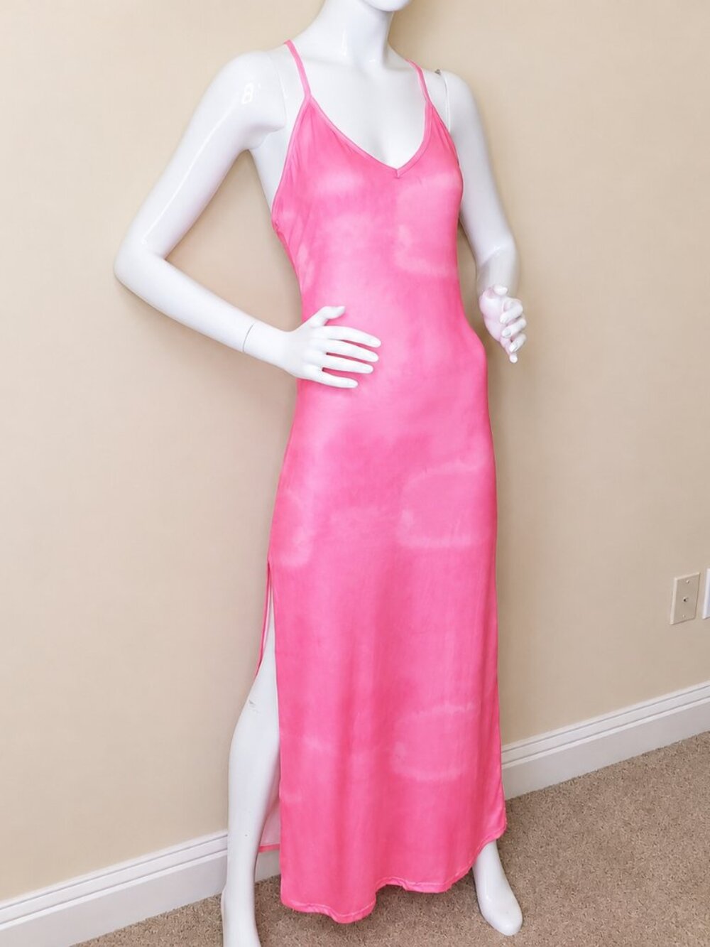 True Rock Hot Pink Scoop Neck Maxi Dress SZ L